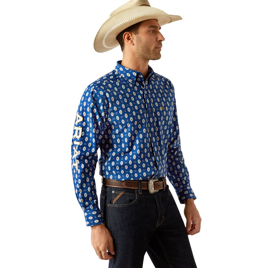 Ariat Chemises Team Dax Navy/White